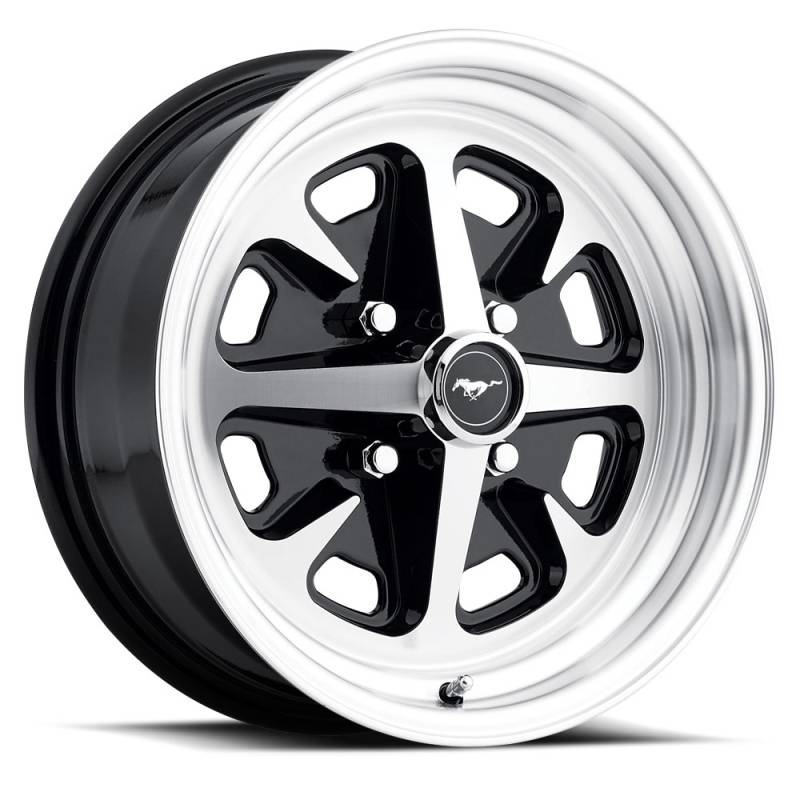 74 - 78 Mustang II 15x6 Magnum 400 Wheel- Gloss Black/ Machined 1978 Ford 8 Lug Bolt Pattern