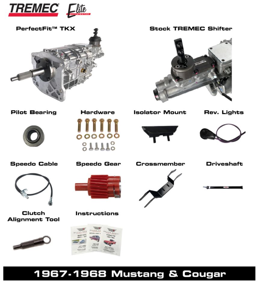 TKX 5 Speed Typical Kit Components for Classic Mustang Conversion