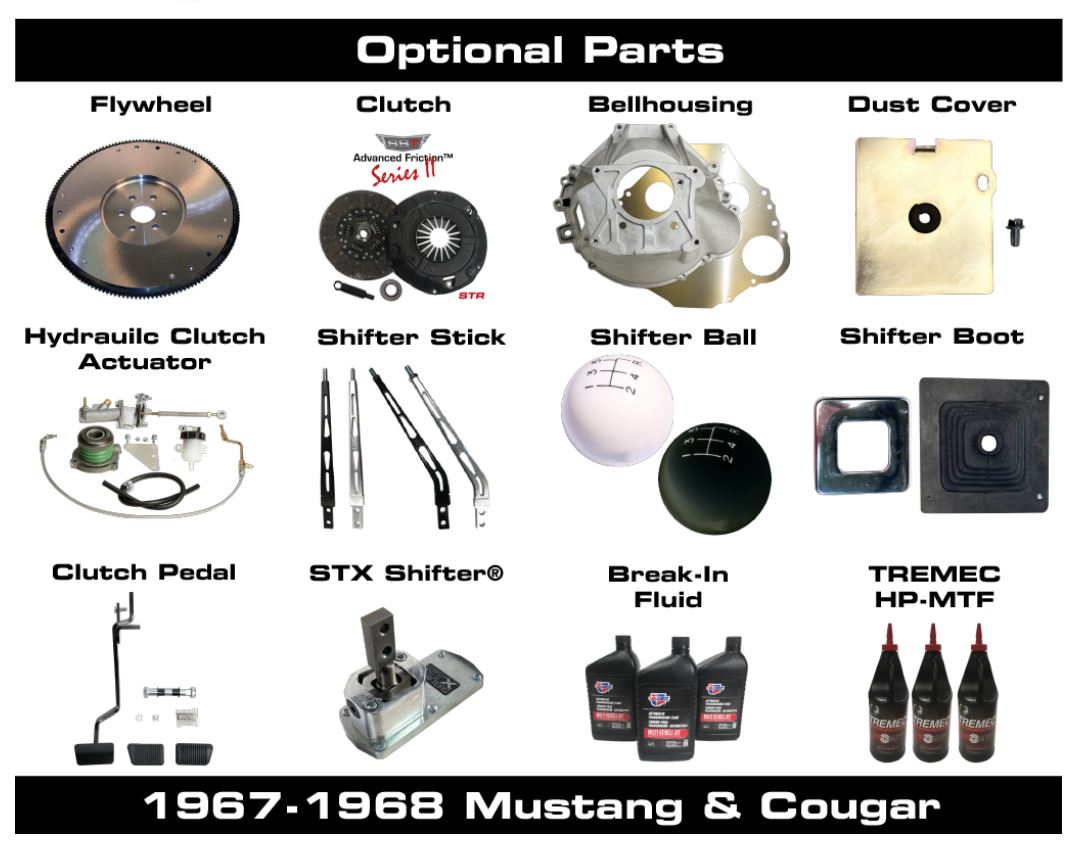 Typical TKX Conversion Kit Components for Install in Classic Ford Mustang