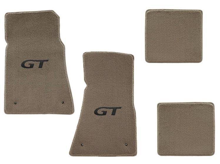 94 98 Mustang Parchment Floor Mats Black Gt Emblem