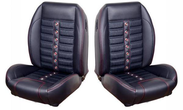 68 69 Mustang Tmi Sport X Full Seat Upholstery Black Blue Steel - 68 Mustang Seat Covers