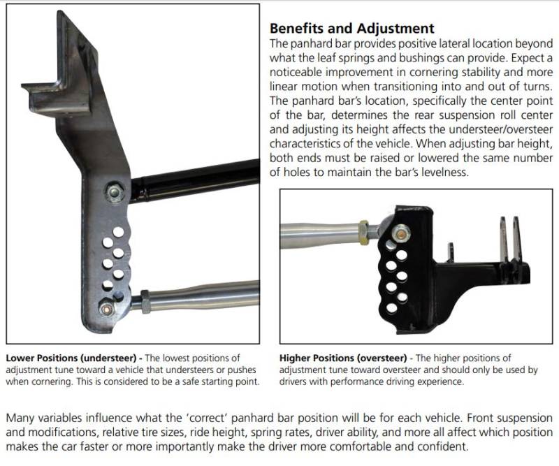 64 73 Mustang TCP Panhard Bar Kit, with Sway Bar for Leaf Spring