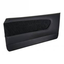 TMI Products - 64 - 66 Mustang Sport R Door Panels- Premium Vinyl, Black Vinyl/Black Suede/White Stitching