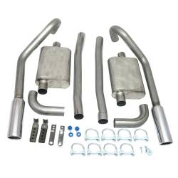 JBA Headers - 67-70 Mustang JBA Exhaust Kit W/ Chrome Tips SS 2.5in V8 Staggered Rear Shocks