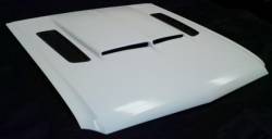 GTRS | MUSTANG PARTS - 65 - 66 Mustang Fiberglass Hood, with shelby style scoop and Carbon Fiber Vents - GTRS Hood