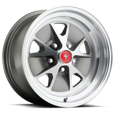 Legendary Wheel Co. - 65 - 67 Mustang 15 x 7 Styled Alloy Wheel, 5 on 4.5 BP, 4.25 BS, Charcoal / Machined