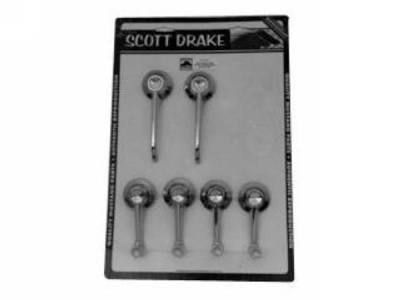 Scott Drake - 64-65 Mustang Coupe or Convertible Door Handle & Window Crank Kit, Early Clip-on Type