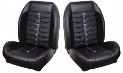 TMI Products - 64 - 67 Mustang TMI Sport XR Full Seat Upholstery, Fstbk-Black/Black/White/Steel
