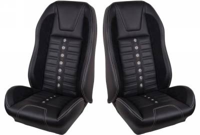 TMI Products - 69 - 70 Mustang TMI Sport XR Full Seat Upholstery-Black/Black/Black/Steel