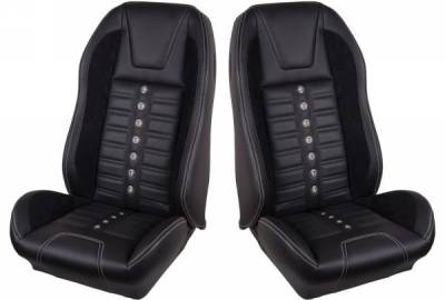 TMI Products - 69 - 70 Mustang TMI Sport XR Full Seat Upholstery-Black/Black/White/Black
