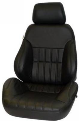 Procar - 71 - 73 Mustang ProCar Rally Seat Kit Upper Smooth, Black Vinyl, Pair with Adapters