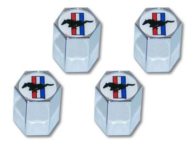 Scott Drake - Tri Bar Mustang Logo Valve Stem Caps