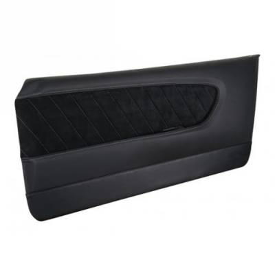 TMI Products - 64 - 66 Mustang Sport R Door Panels-OE Black Vinyl, Black Vinyl/Black Suede/White Stitching