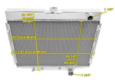 Champion Cooling - 67 - 70 Mustang Radiator Passenger Side Outlet