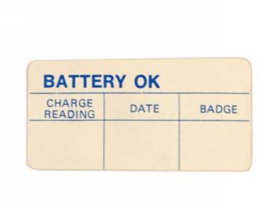 Scott Drake - 1964 Mustang Battery Test O.K. Decal