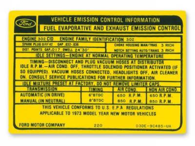 Scott Drake - 302-2V Auto/Manual Transmission Emission Decal