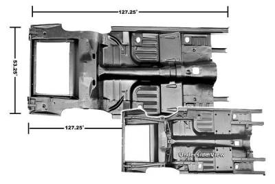 Dynacorn | Mustang Parts - 65 - 68 Mustang Convertible Complete Floor & Trunk Pan with Frame Rails