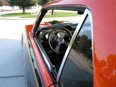 Shot of the gauges and the leather Grant steering wheel.