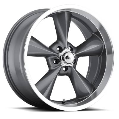 Voxx - 64 - 73 Mustang Old School Gun Metal Machined Lip Wheel 15 X 8 , 4.50" bs, Set of 4