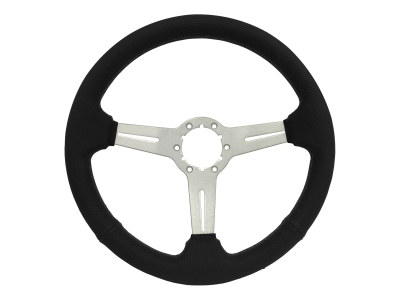 Stang-Aholics - 79 - 82 Mustang 14" Volante 6 Bolt STEERING WHEEL KIT, Brushed, Black Stitch Perf