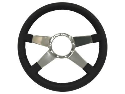 Auto Pro - 64 - 73 Mustang 14" Volante 9 Bolt STEERING WHEEL KIT, Black Leather, Solid 4 Spoke