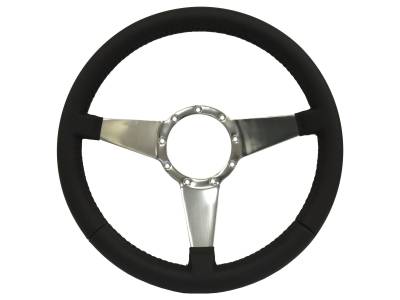 Auto Pro - 64 - 73 Mustang 14" Volante 9 Bolt STEERING WHEEL KIT, BLK Leather, Solid Spoke