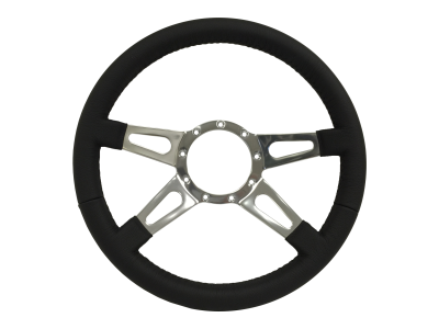 Auto Pro - 64 - 73 Mustang 14" Volante 9 Bolt STEERING WHEEL KIT, GT, 4 Slotted Spokes