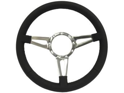 Auto Pro - 64 - 73 Mustang 14" Volante 9 Bolt STEERING WHEEL KIT, BLK Leather, Tear Drop Spoke