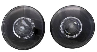 Stang-Aholics - 65 - 68, 70 - 73 Classic Mustang 7" Round Black Projector Headlights