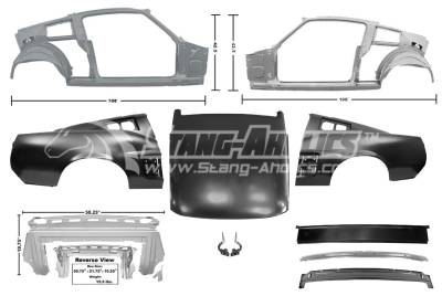 Dynacorn | Mustang Parts - 67 Mustang Coupe to Fastback Sheet Metal Conversion Kit w/Fiberglass Decklid