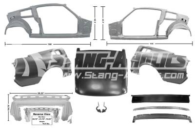 Dynacorn | Mustang Parts - 68 Mustang Coupe to Fastback Sheet Metal Conversion Kit w/Fiberglass Spoiler Decklid