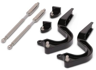 Eddie Motorsports - 65 - 68 Mustang Coupe Billet Trunk Hinge Arm w/SS Strut, Gloss Black Fusioncoat