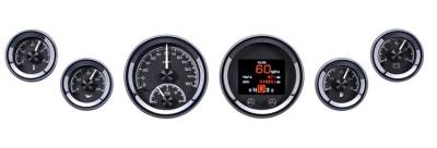 Dakota Digital Gauges & Accessories - 64 - 66 Mustang Six Gauge Round, Analog HDX Instrument, Black Alloy Gauge Face