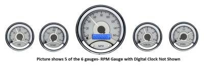 Dakota Digital Gauges & Accessories - 64 - 66 Mustang Six Gauge Round, Analog VHX Instrument, Silver Alloy Gauge Face