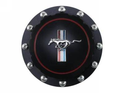 Scott Drake - 64 - 73 Mustang Billet Fuel Cap (Black, Horse Emblem)