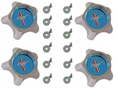 Scott Drake - 1967 Mustang  Styled Steel Hubcaps (Blue, Original Design Set of