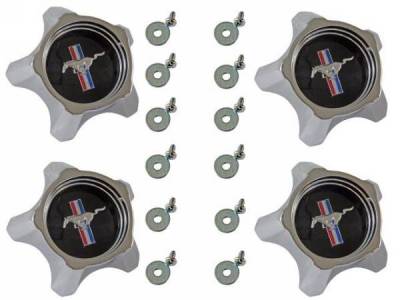 Scott Drake - 1967 Mustang Styled Steel Hubcaps (Black Design Set of 4)