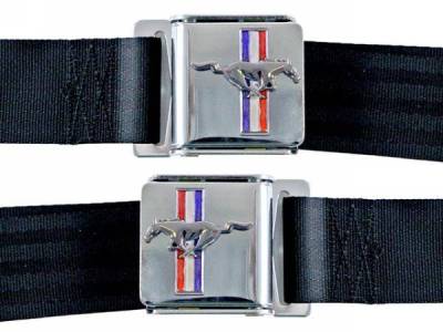 Scott Drake - 64 - 73 Seat Belts W/ Mustang Emblem (light Blue)