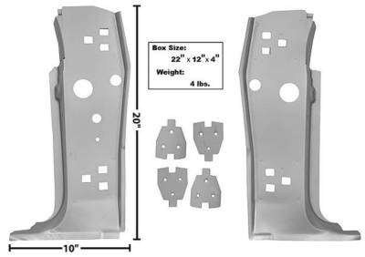 Dynacorn | Mustang Parts - 1969 - 1970 Mustang A Pillar Kit w/Brackets- Weld Through Primer