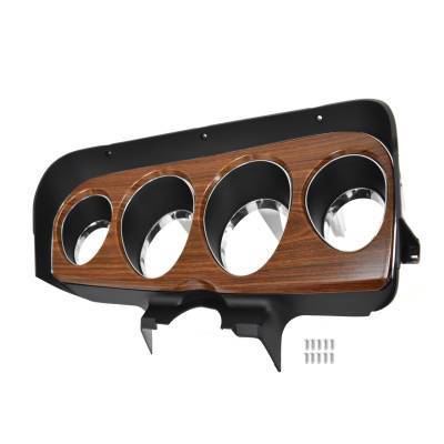 All Classic Parts - 70 Mustang Instrument Bezel, Deluxe w/ Stamped Steel Woodgrain Panel