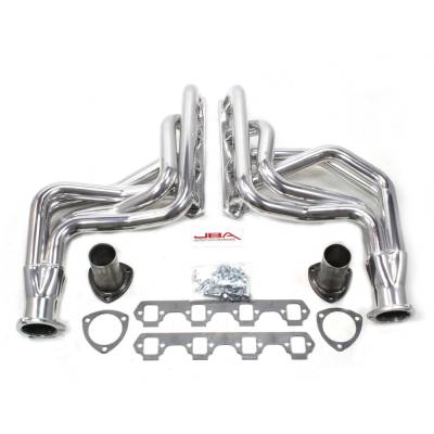 JBA Headers - 64-73 Mustang 260-351W JBA Long Tube Headers, Silver Ceramic, Mustang II IFS