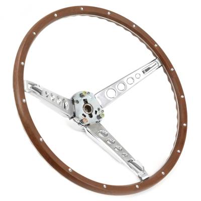 All Classic Parts - 65-66 Mustang Steering Wheel, Woodgrain Assembly (Includes Horn Ring, Collar & Hardware) - NO HORN CAP