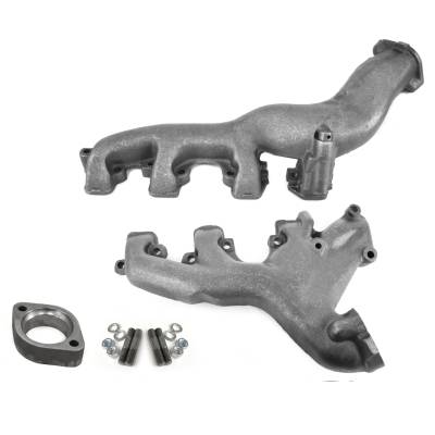 All Classic Parts - 68-70 Mustang Exhaust Manifolds w/ Spacer, 428 Cobra Jet, PAIR, Premium Centrifugal Casting