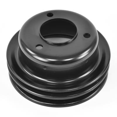 All Classic Parts - 65-67 Mustang Crankshaft Pulley 289 w/ PS, Black (6 11/32" OD, Double Groove - 3/8" & 1/2")