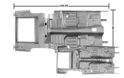 Dynacorn | Mustang Parts - 69-70 Mustang Coupe or Fastback Complete Floor & Trunk Pan with Frame Rails