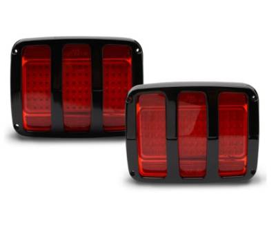 Eddie Motorsports - 64-66 Mustang Billet Tail Light Bezel and LED Light Kit, Gloss Black