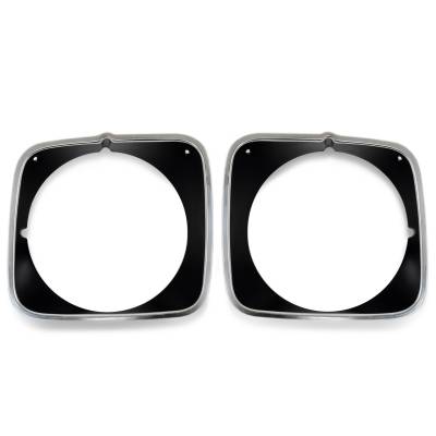 All Classic Parts - 1973 Mustang Headlight Door, Mach 1,Black Painted Polished Aluminum, Pair