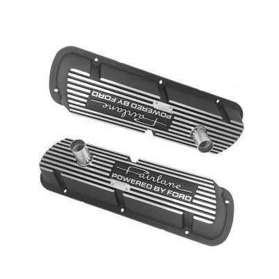 Scott Drake - 1962-1970 Fairlane Aluminum Valve Covers, Black with Machined Ribs (Pair)