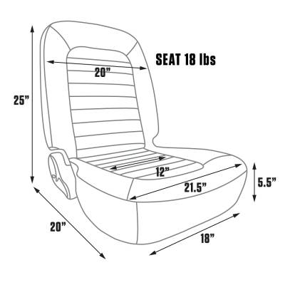 Procar - Mustang ProCar Classic Lowback Seat WITHOUT Headrest, Bare, Left
