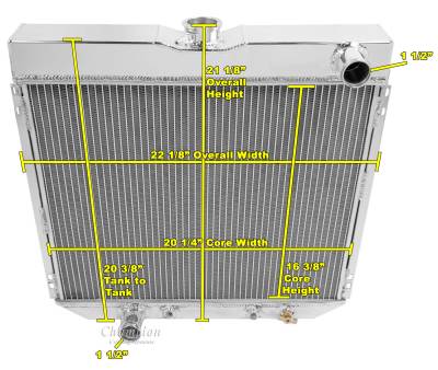 Champion Cooling - 67 - 70 Mustang Radiator Driver Side Outlet